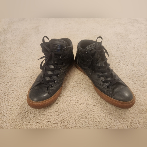 Converse Other - Converse Chuck Taylor Shoe Men 10 Leather Black All-Star High-Top Gum Sole